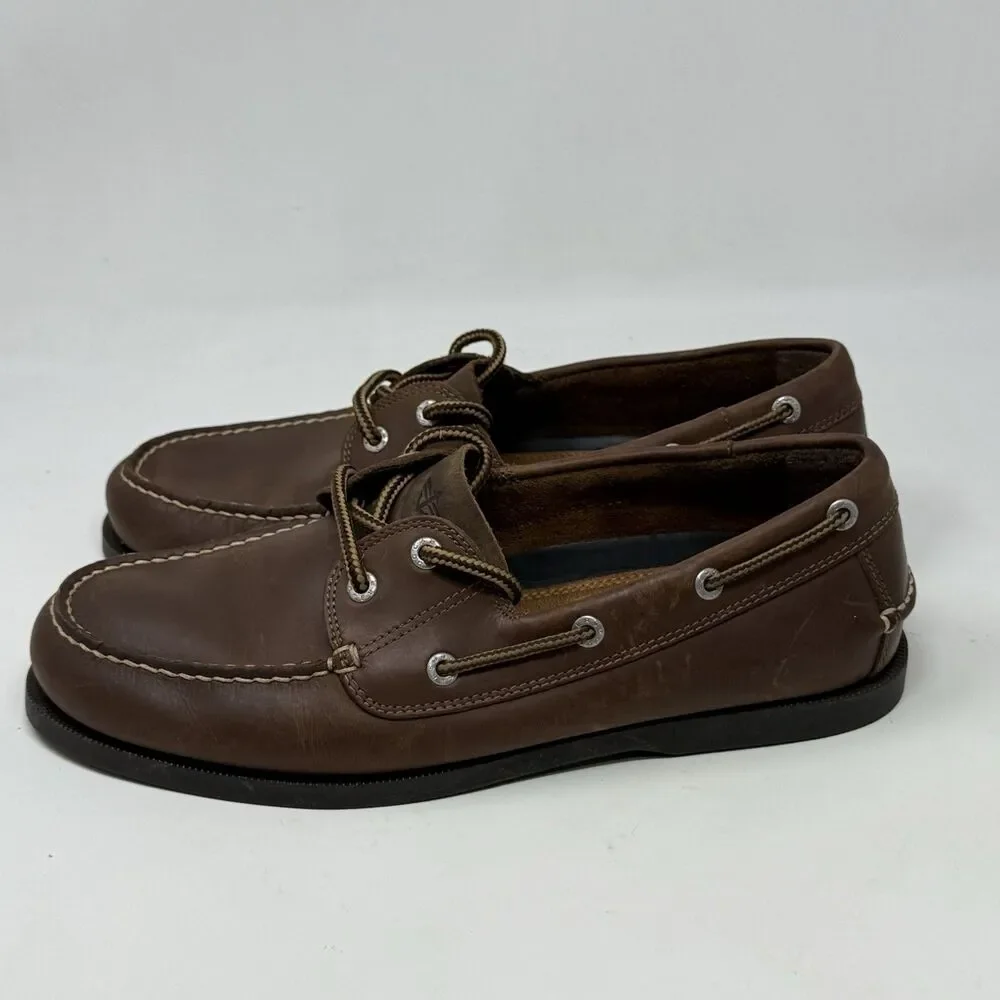 Dockers Vargas Boat Shoes Mens 10 M Brown Leather 2 Eye Casual Preppy Moccasins